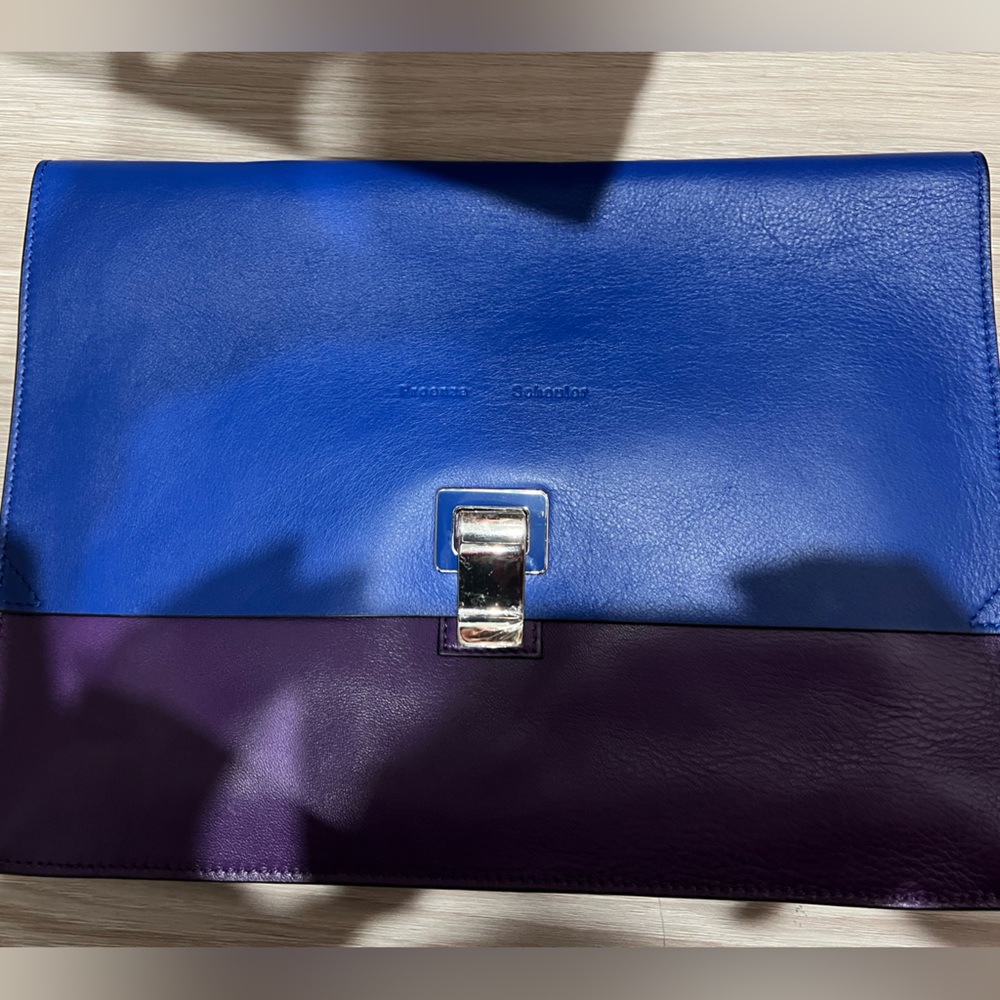 Proenza schouler clutch. Purple and blue. Never worn. Has plastic on clasp.